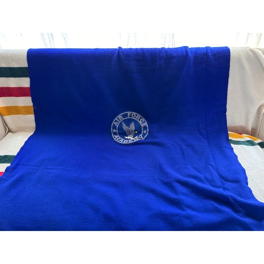 Vintage Pendleton Air Force Academy Blue Wool Blanket Throw USA Made 65x53